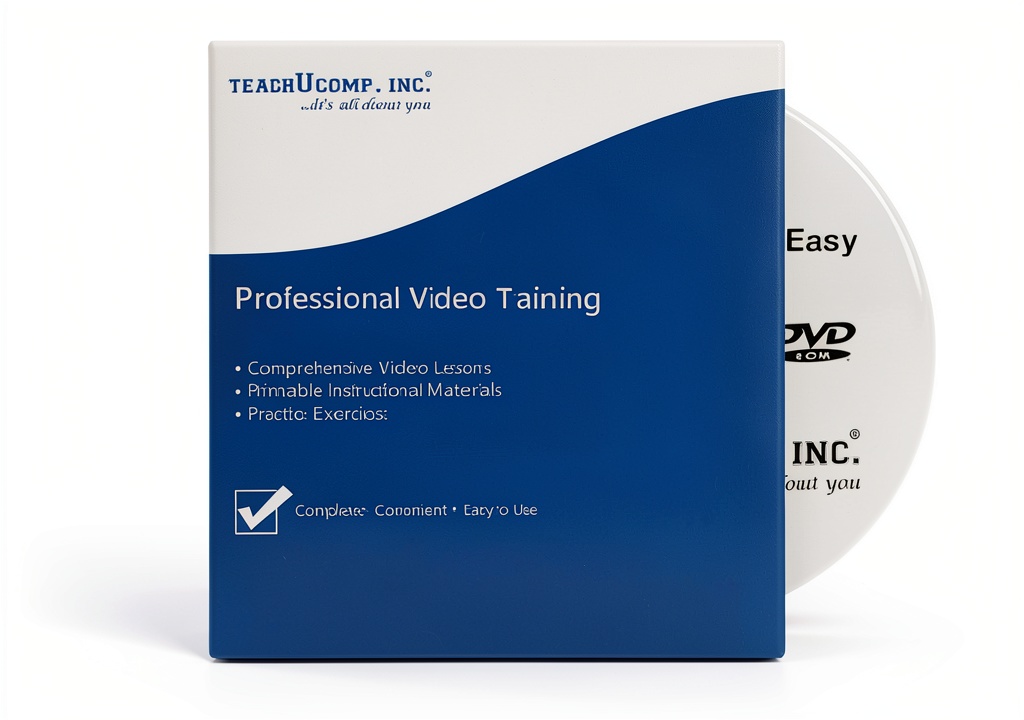 Professional reviewing TeachUcomp training on a laptop in an office setting